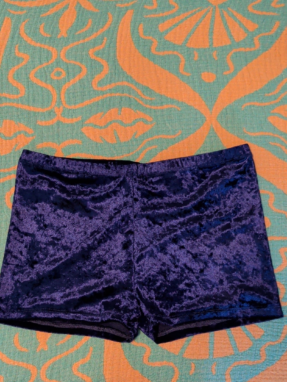 Crushed Velvet Dark Blue Shorts